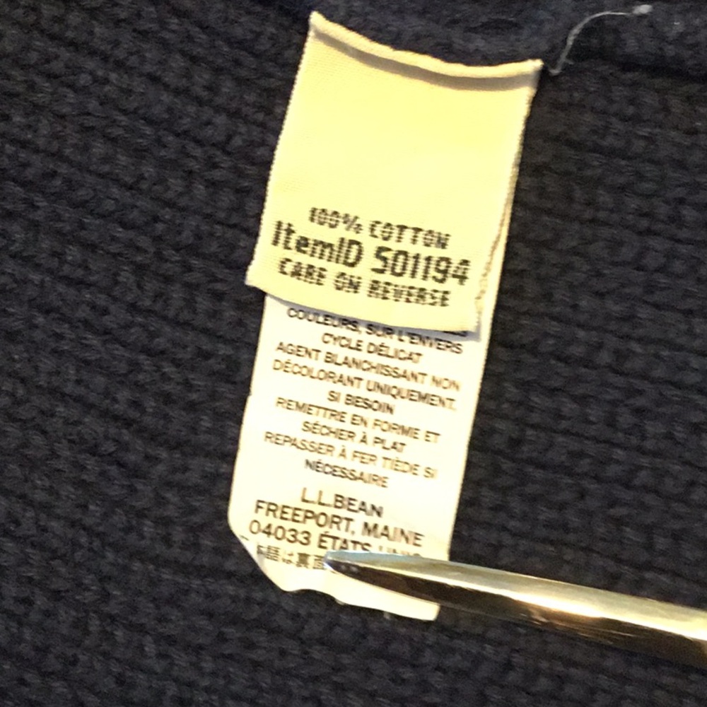 L.L. Bean Navy Ribbed Open-Front Cardigan - Picture 4 of 7